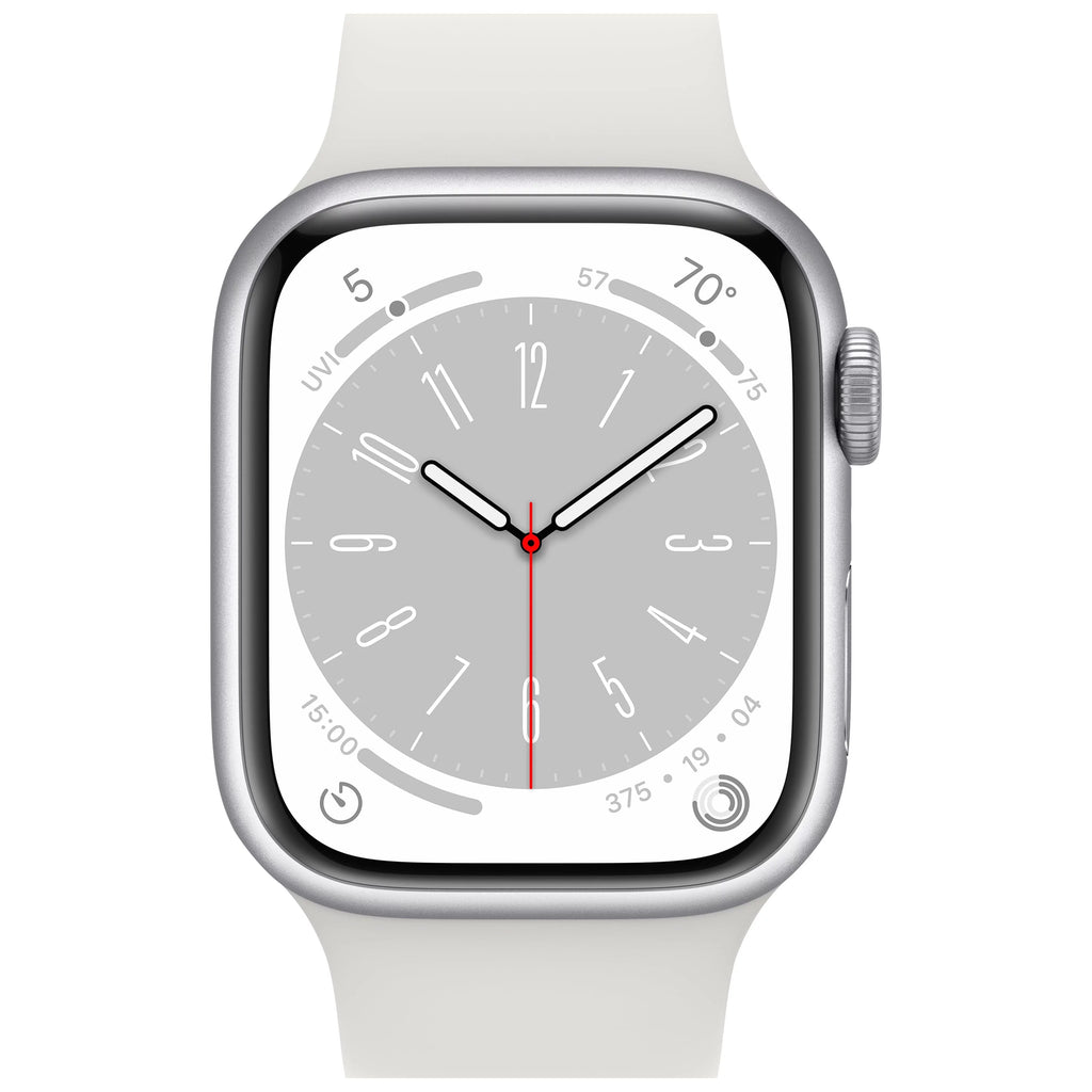Silver Aluminum 41mm Apple Watch with White Sport Band P592