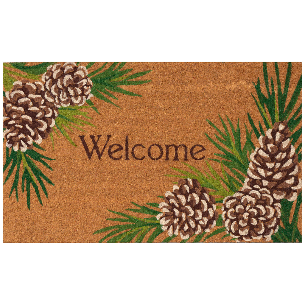 Natura Pinecone Border Coir Doormat with Non-Slip Backing