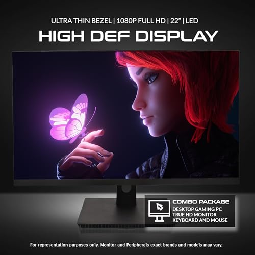 Intel i5 3.4GHz 16GB RAM 512GB NVME Gaming PC with Monitor 22in F588