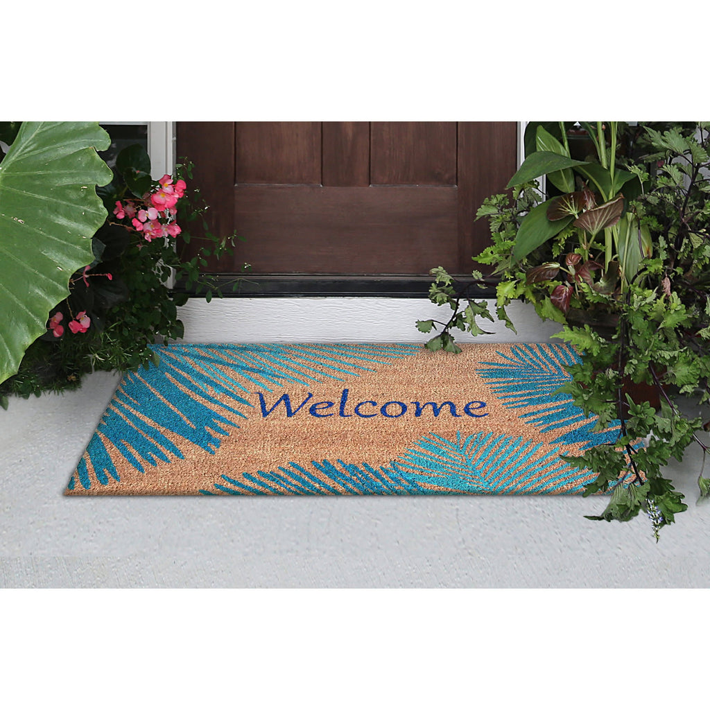 Natura Palm Border Coir Doormat with Non-Slip Backing