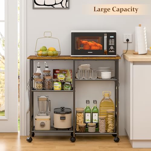 Microwave Cart with Wheels and Adjustable Shelf E687092