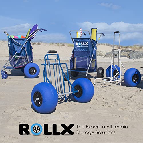 Folding Beach Cart with Balloon Wheels, Rolling Cooler Dolly with Big 13 Inch Sand Tires (White) Y972