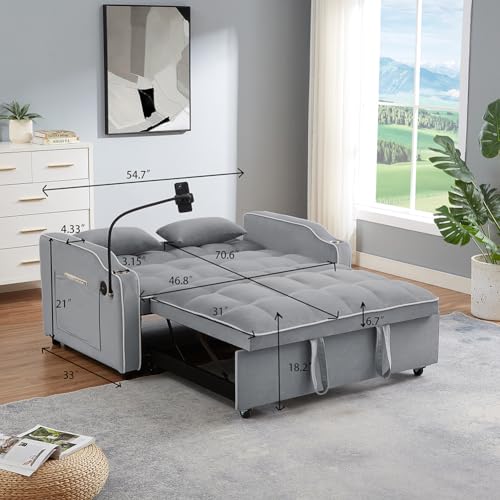 3-in-1 Velvet Convertible Sleeper Sofa Bed E85983