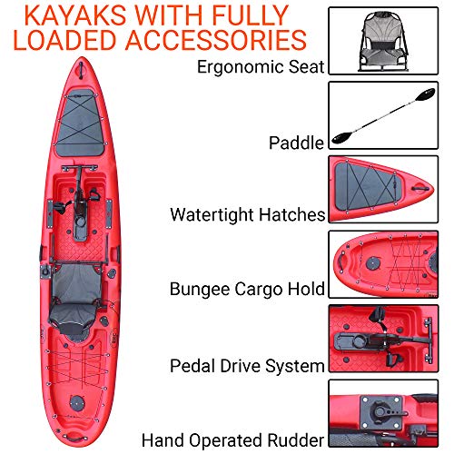 13' Pedal Drive Fishing Kayak with Rudder System and Paddle I5449