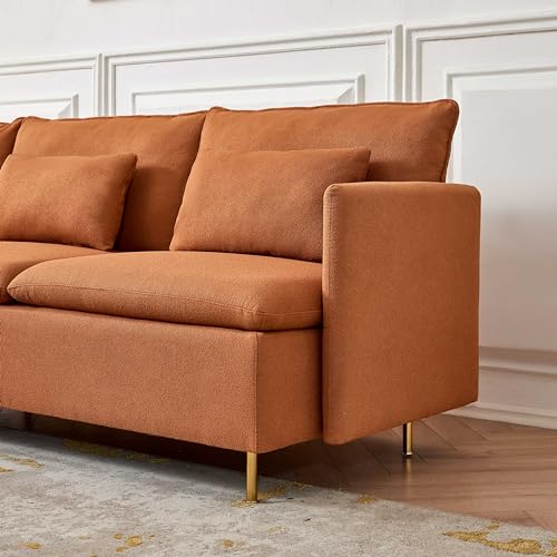 Beige L Shaped Sectional Sofa with 5 Waist Pillows B95015
