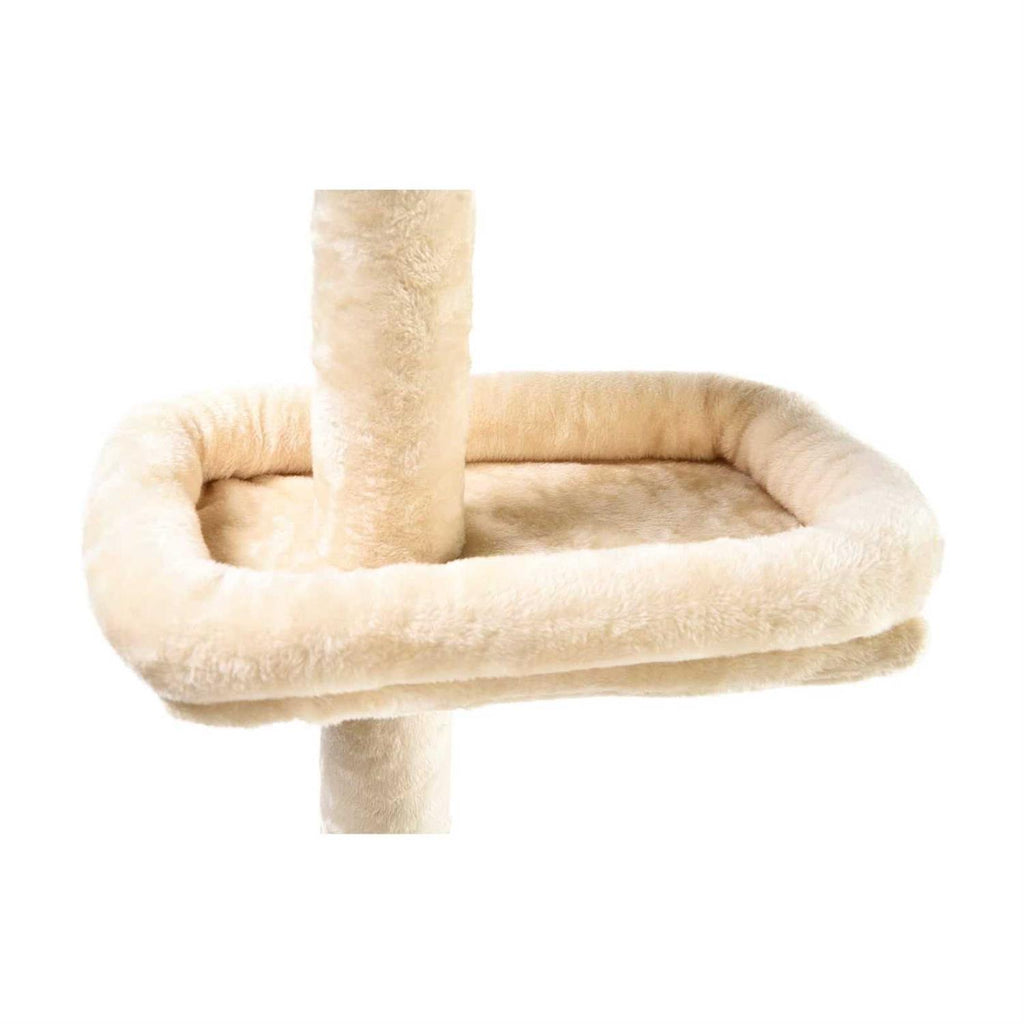 4-Level Carpeted Adjustable Floor to Ceiling Cat Tree with Cat Bed J19293