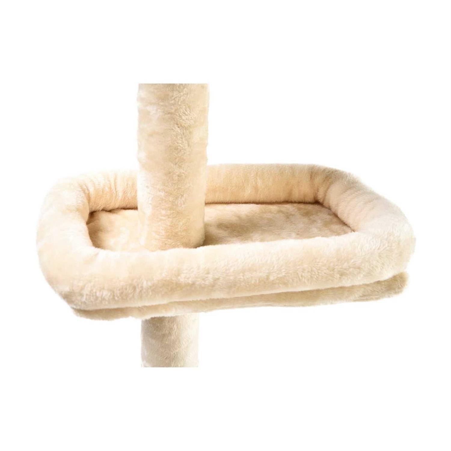 4-Level Carpeted Adjustable Floor to Ceiling Cat Tree with Cat Bed J19293
