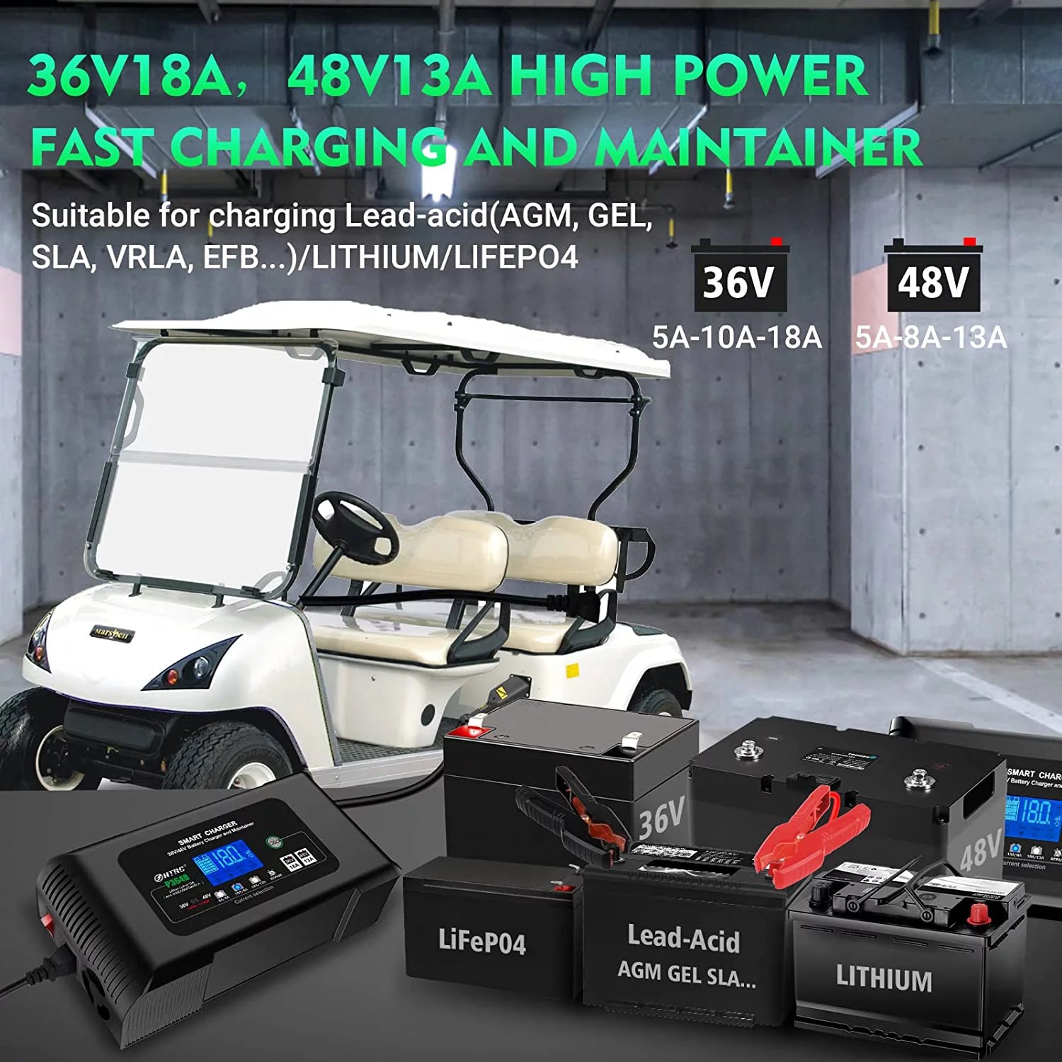 36V/48V 18-Amp Smart Golf Cart Battery Charger M82130