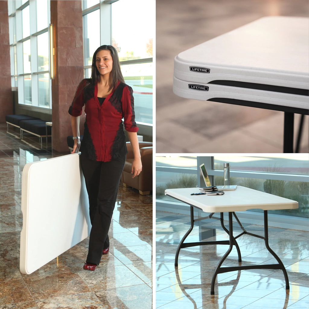 White Granite Set of 4 Rectangle Folding Table E167