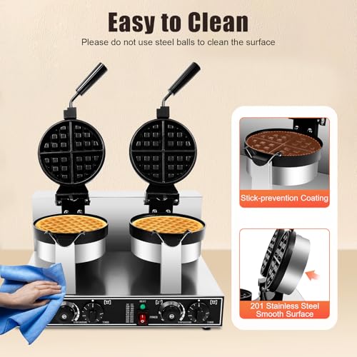 2400W Double-Head Non-Stick Belgian Waffle Maker T3963