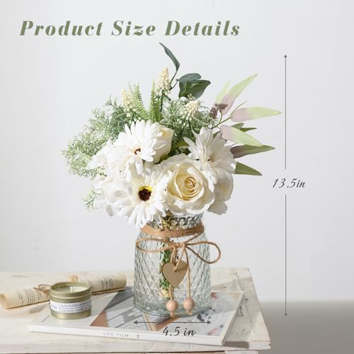 Artificial Flowers with Vase, Faux Silk Flowers Arrangement S322648