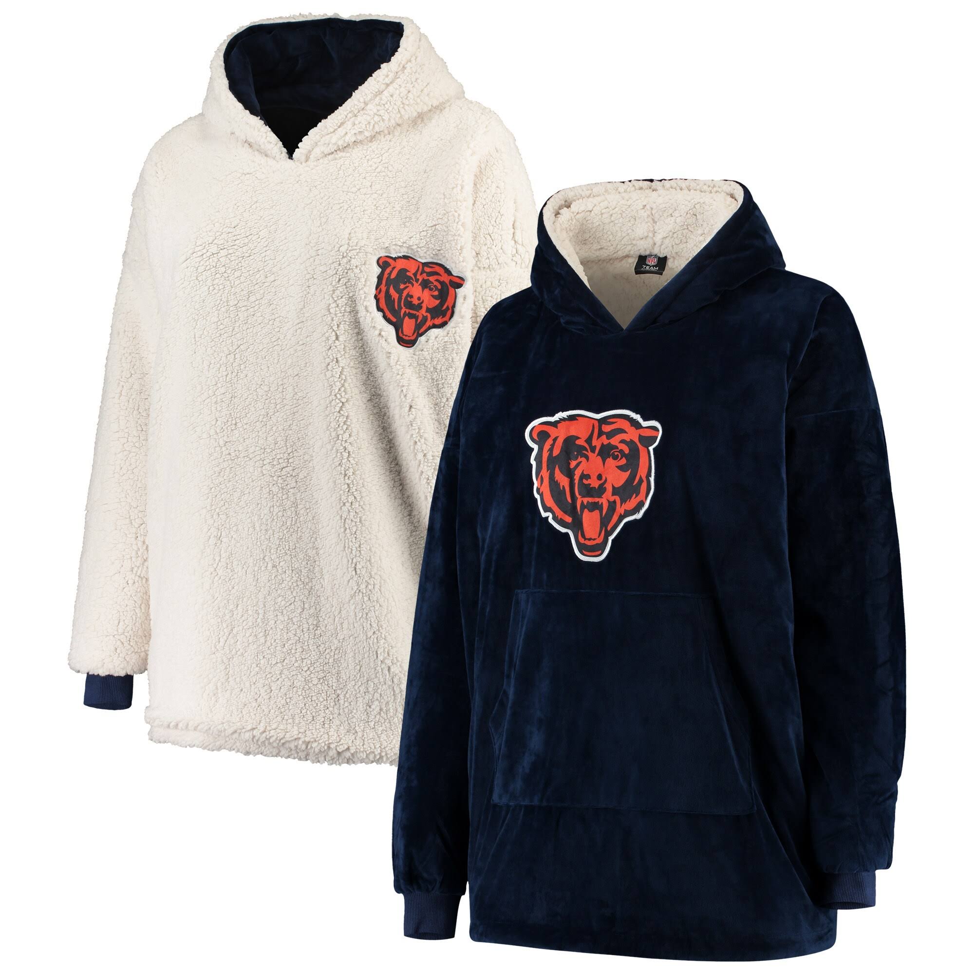 Navy White Reversible Sherpa Hoodie B963
