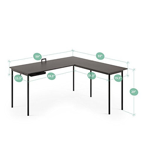 Black Metal Corner Desk with Storage Drawer B10078