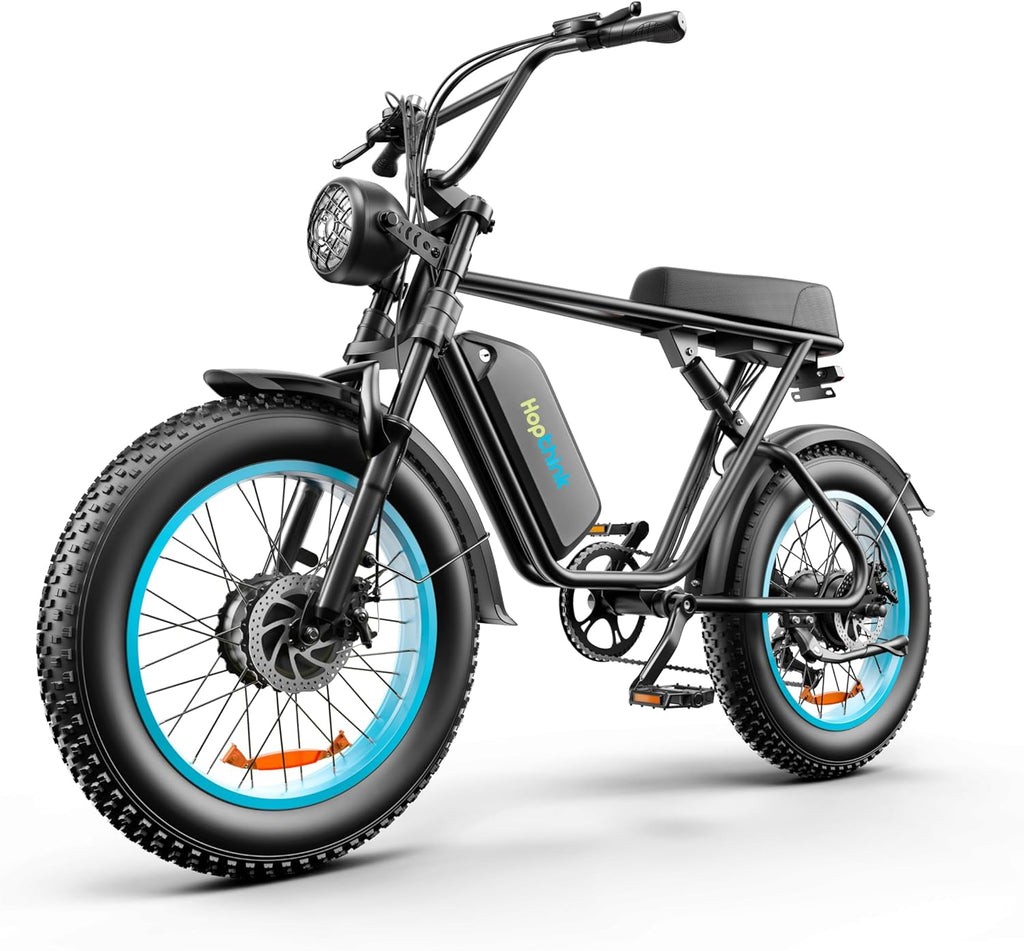 Blue 20" Fat Tire Dual Motor Electric Bike with Full Suspension & Hydraulic Disc Brake G985102
