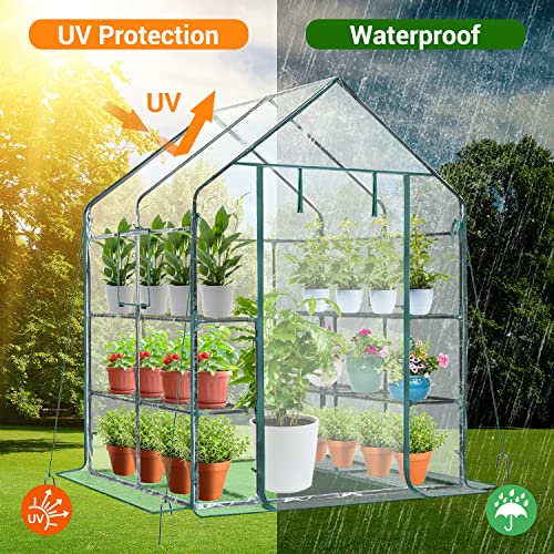 Plastic Greenhouse with Improved Transparent PVC Cover, 3 Tiers 12 Shelves N247415