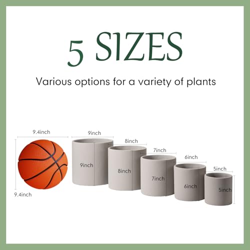 Gray 5 Inch Cement Plant Pots with Drainage Hole Z63971
