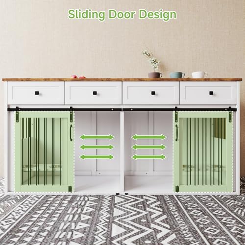 White Wooden Dog Crate Furniture with 2 Drawers R2964