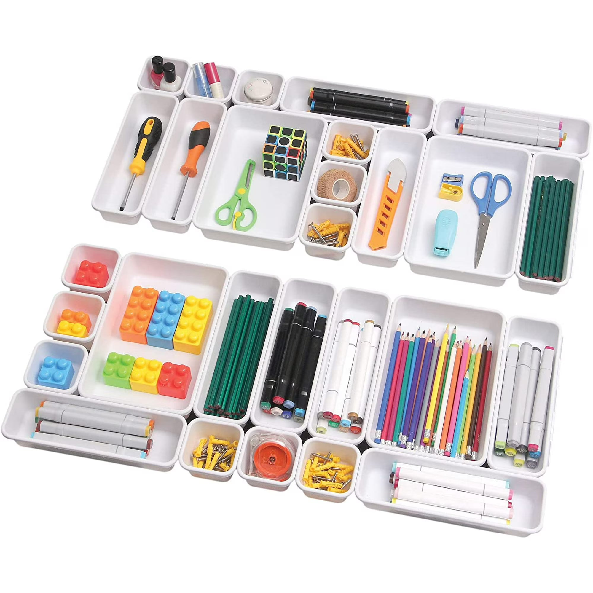 42 Pack Interlocking Plastic Drawer Organizer Tray Dividers E88509