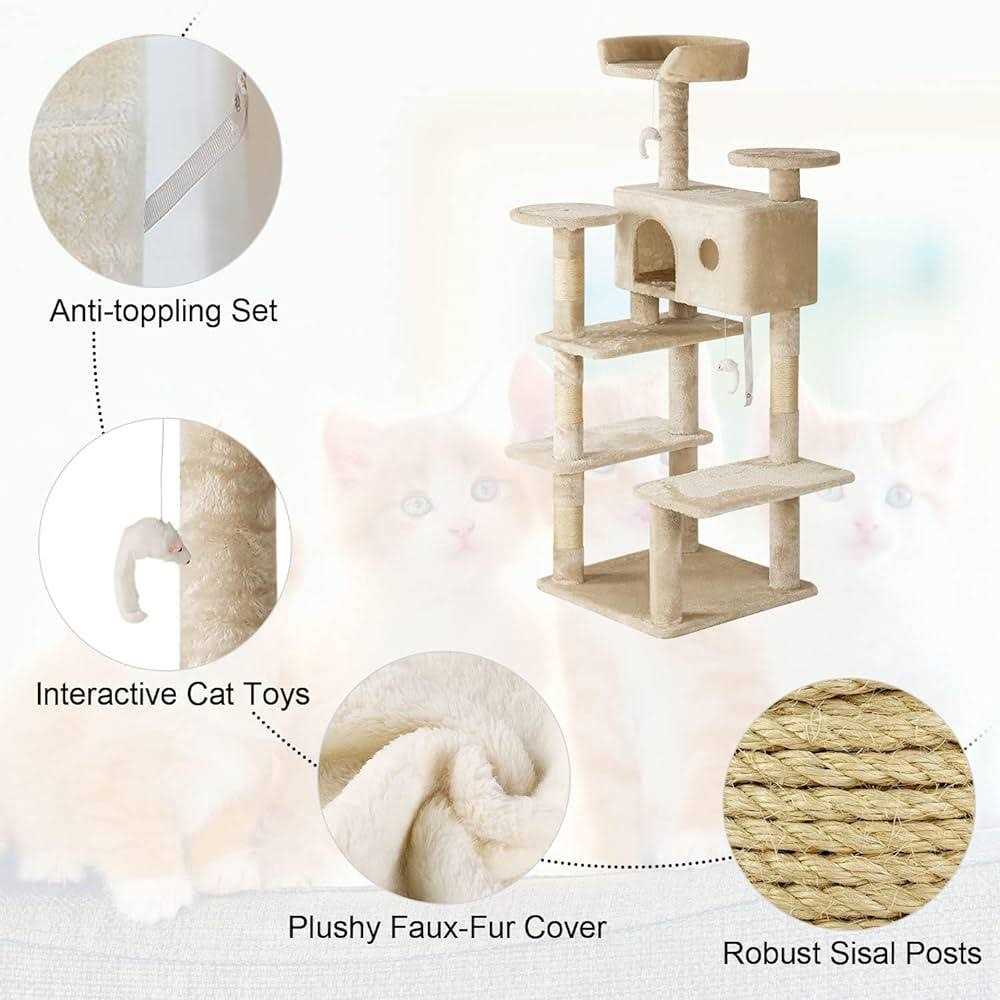 54in Cat Tree Tower with Cat Scratching Posts Stand House Cat Condo C4194