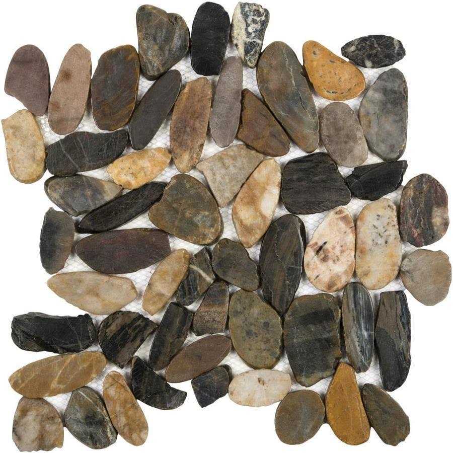 13-in x 13-in Polished Natural Stone Pebble Wall Tile E609667