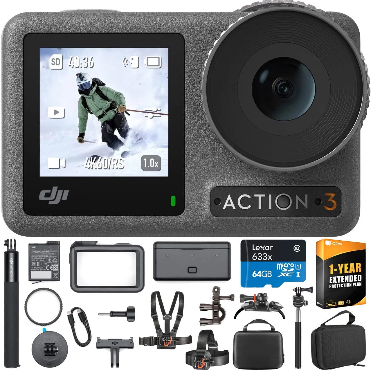 Action Camera with 64GB Accessory Bundle S1755