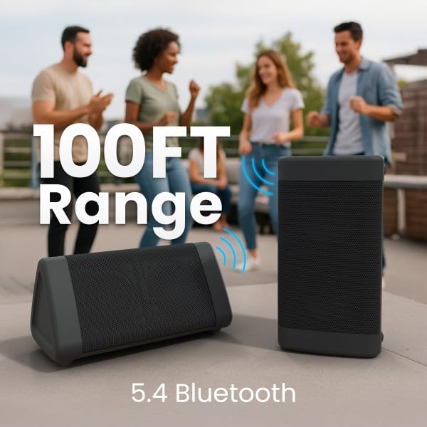 Portable Bluetooth 5.4 Speaker, 12W, 24-Hr Battery, IPX5 Water-Resistant (Black) Y8088