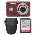 Red Digital Camera with 128GB SDXC Memory Card and Case J7790