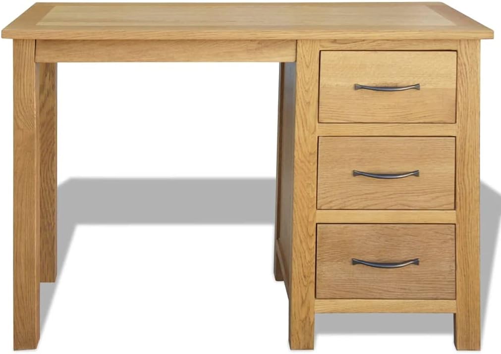 Solid Oak Wood Desk with 3 Drawers 41.7"x15.7"x29.5" O5563