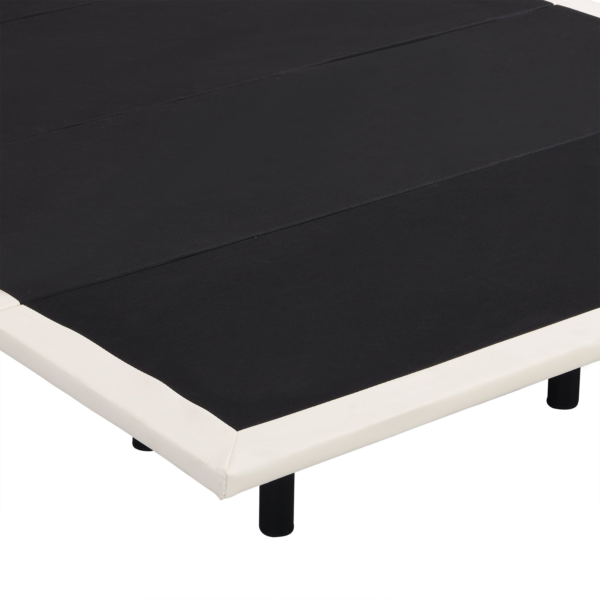 Beige Full Size Upholstered Platform Bed with LED Lights Y90169