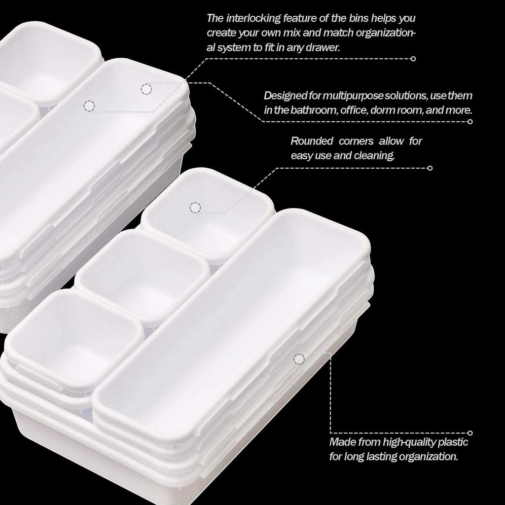 42 Pack Interlocking Plastic Drawer Organizer Tray Dividers E88509
