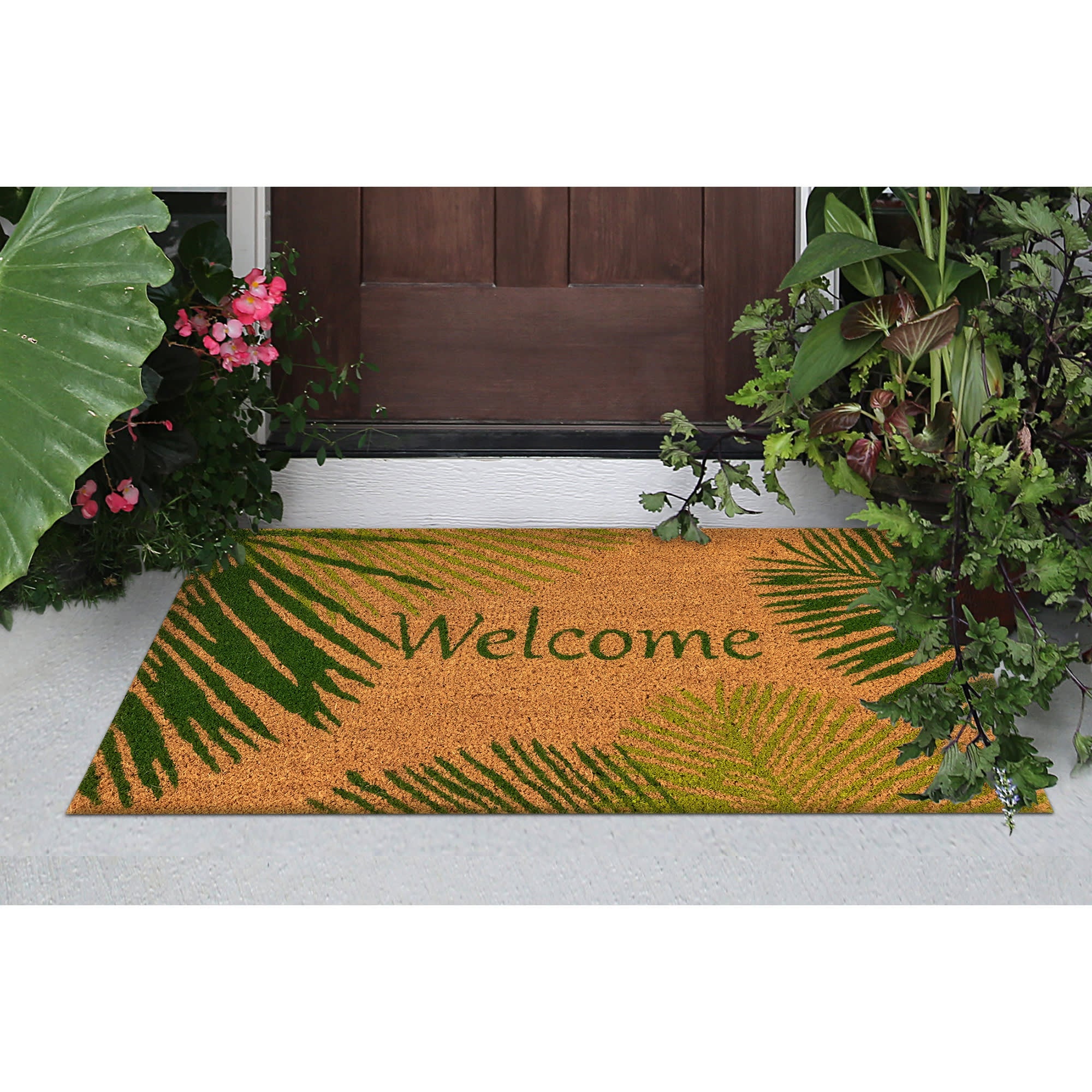 Natura Palm Border Coir Doormat with Non-Slip Backing