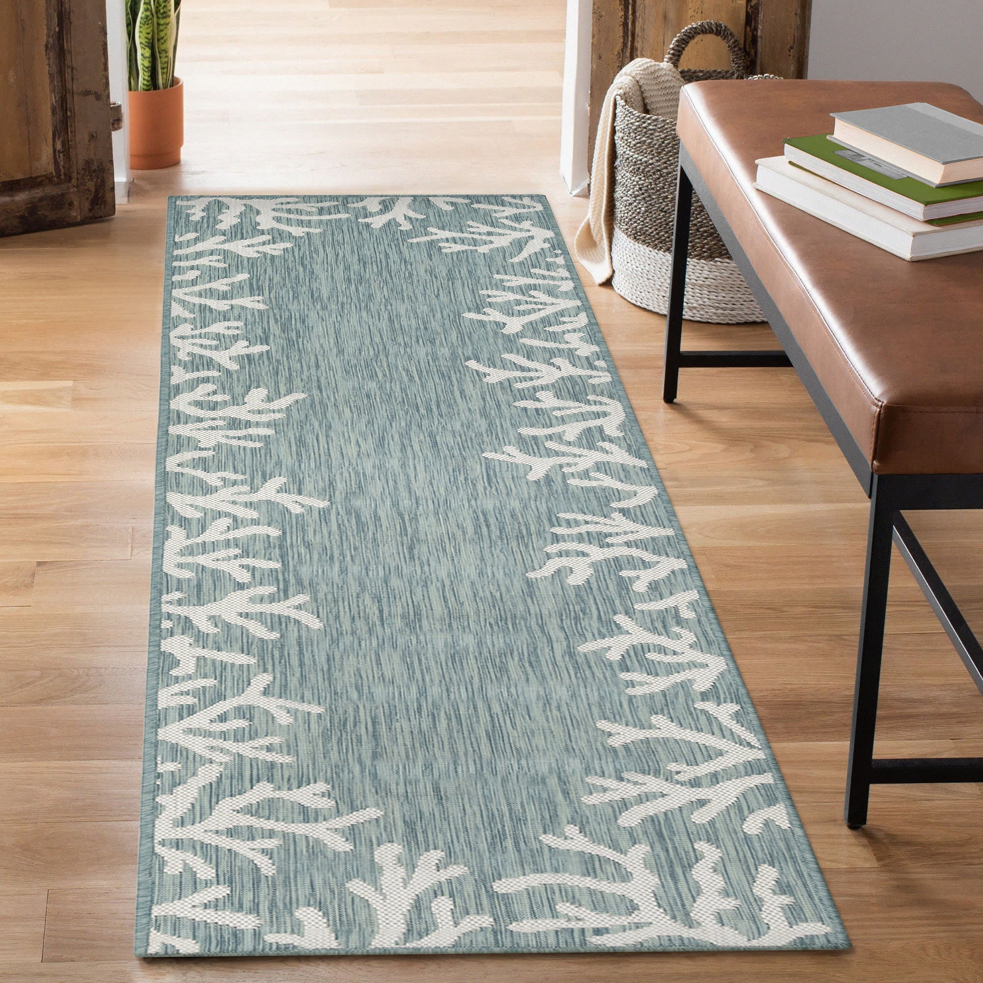 Carmel Coral Border Indoor Outdoor Area Rug
