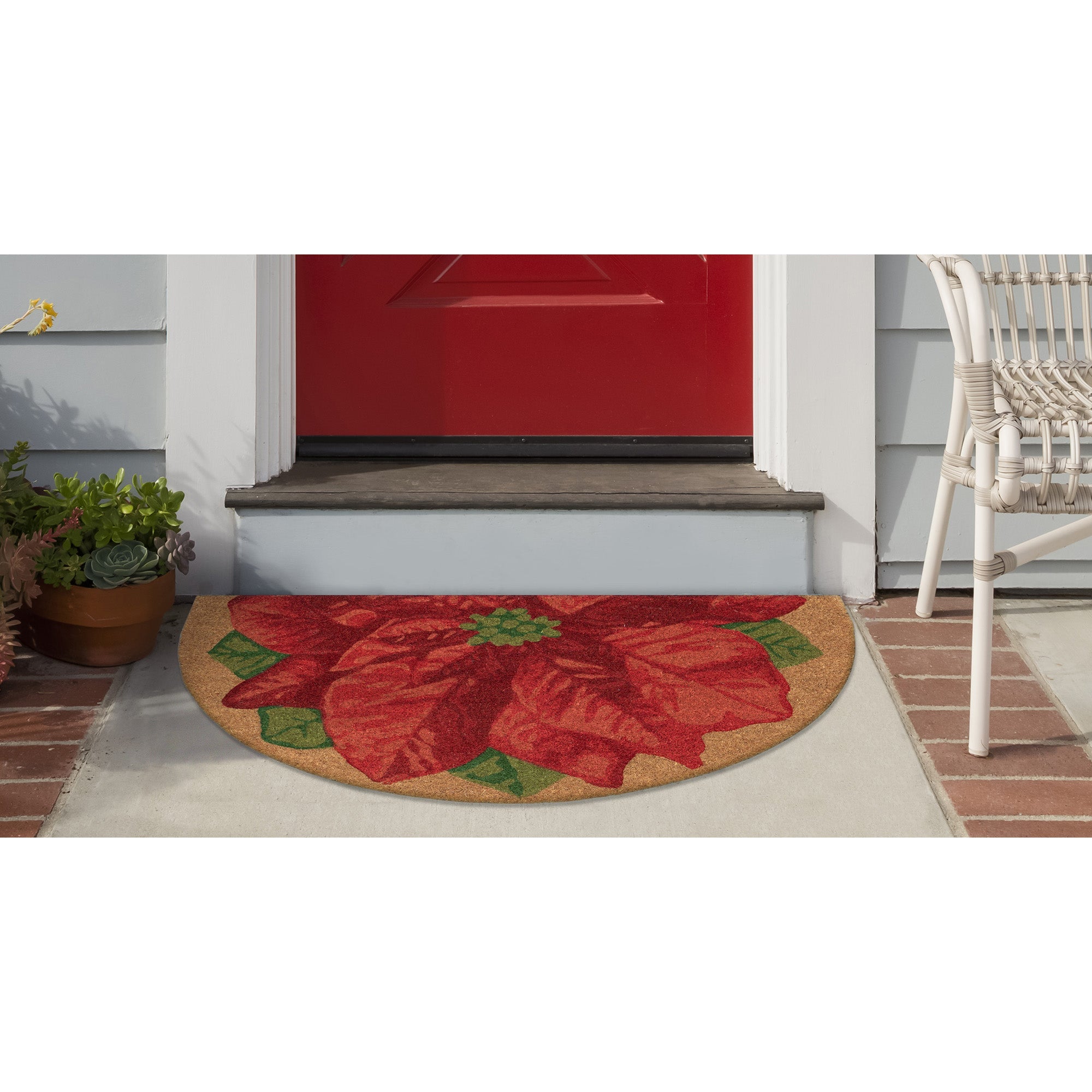 Natura Poinsettia Coir Doormat with Non-Slip Backing