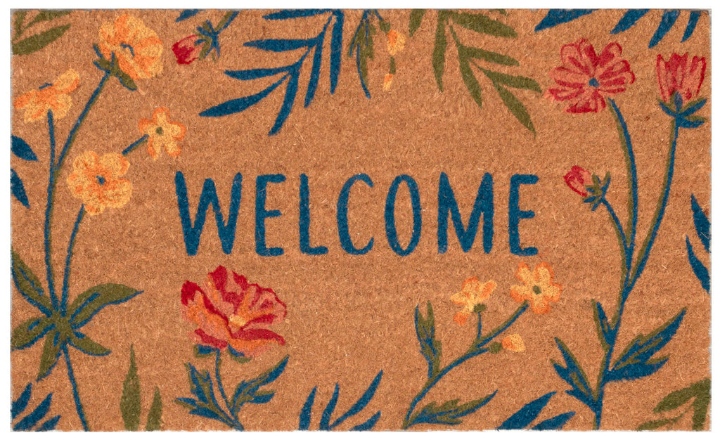 Natura Floral Welcome Coir Doormat with Non-Slip Backing
