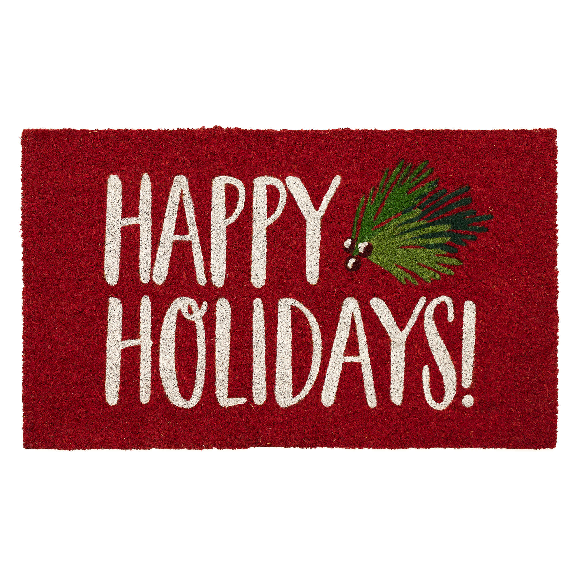 Natura Happy Holidays Holly Coir Doormat with Non-Slip Backing