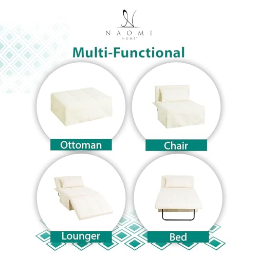White Breathable Linen Convertible Ottoman Bed T9186