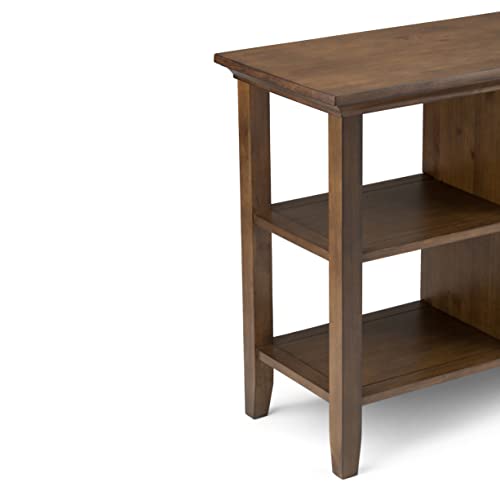 Hickory Brown Solid Wood Console Sofa Table with Storage, 4 Drawers and 4 Shelves I827