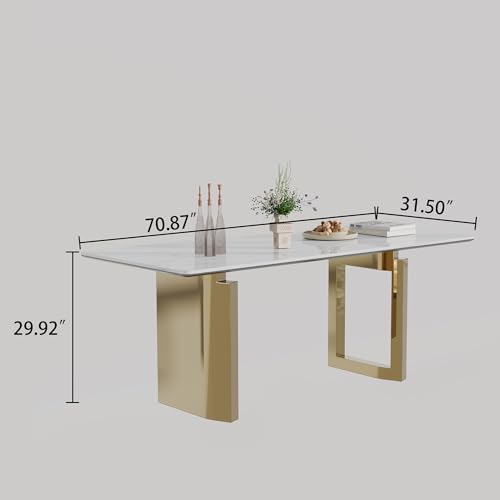 63 inch Clear Rectangular Glass Dining Table with Gold Metal Legs P229