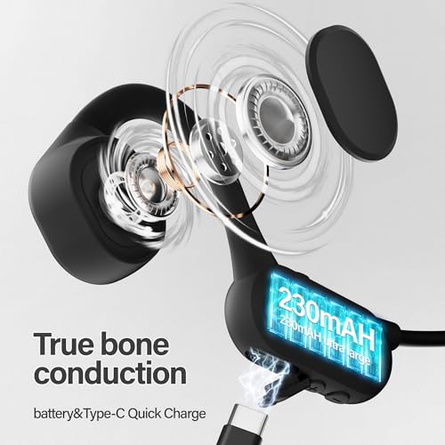 Black Wireless Open-Ear Headphones with Mic Z9488