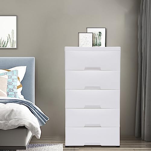 Blue Plastic 5 Drawers Storage Dresser Y75435