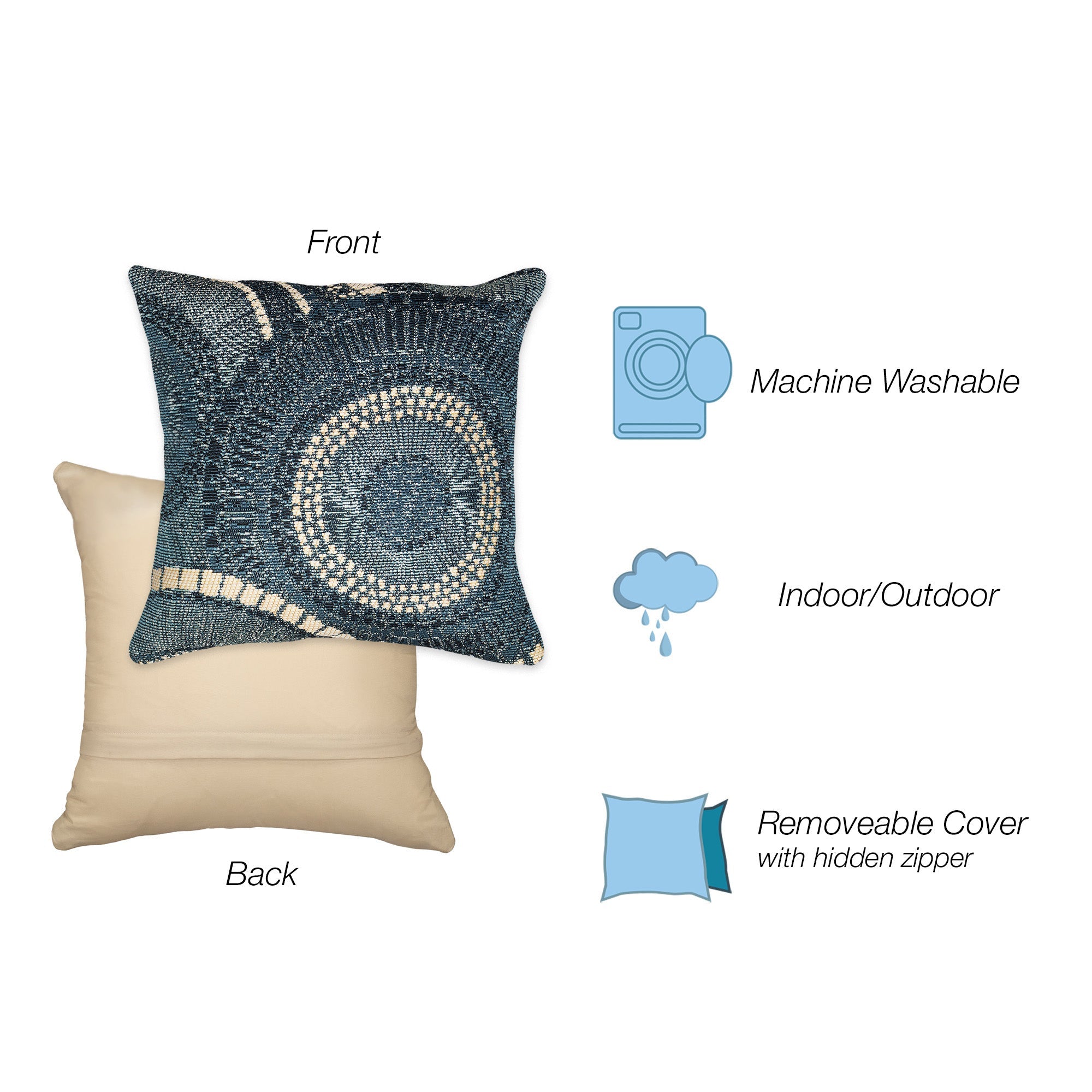 Marina Circles Indoor Outdoor Throw Pillow
