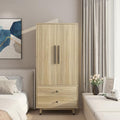Oak 4 Door Armoire Wardrobe with 2 Drawers P831