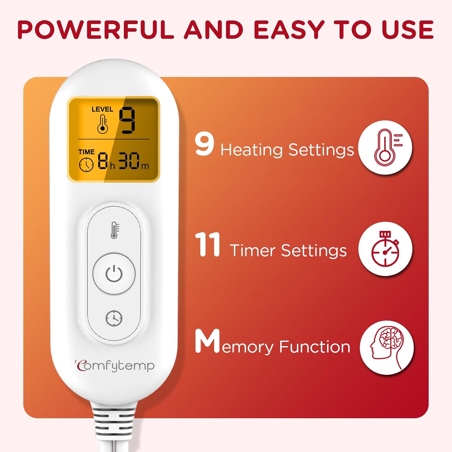Heating Pad with Strap, 9 Heat Levels, 11 Auto-Off V302138