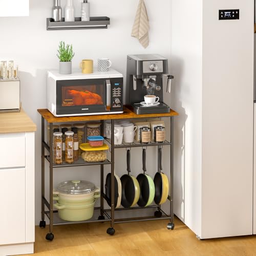 Microwave Cart with Wheels and Adjustable Shelf E687092