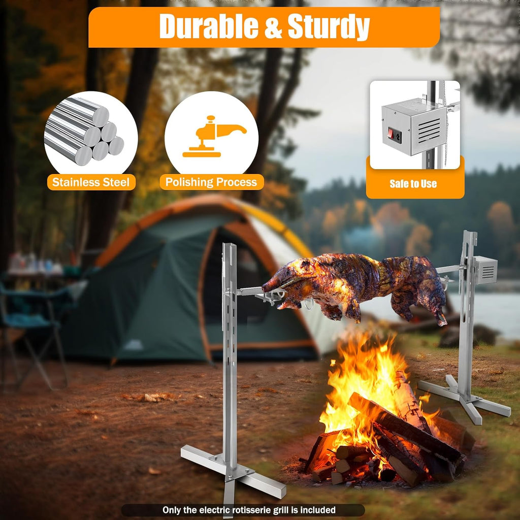53" Electric Rotisserie Grill with Adjustable Height Stainless Steel J78122