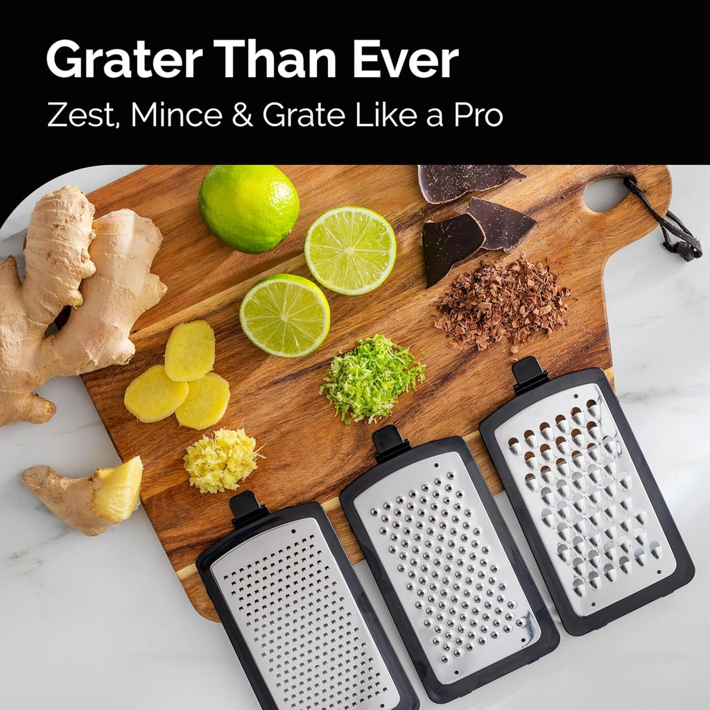 Stainless Steel Box Grater with Garlic Crusher and Handle M555