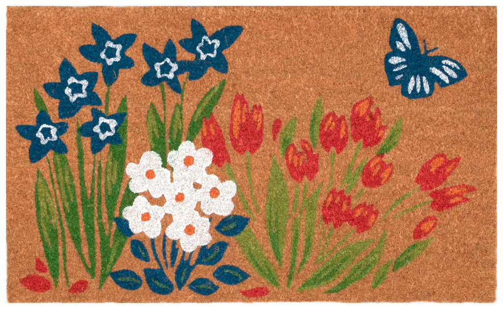 Natura Fresh Flowers Coir Doormat with Non-Slip Backing