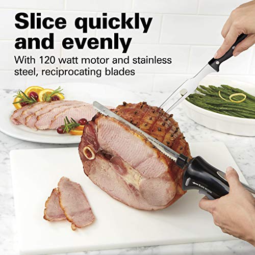 Black Electric Carving Knife with Storage Case and Serving Fork H101259