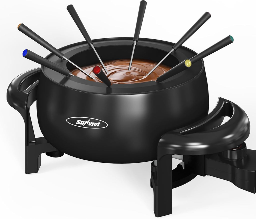 3 Quart Electric Non-Stick Fondue Pot Set with 8 Forks P407740