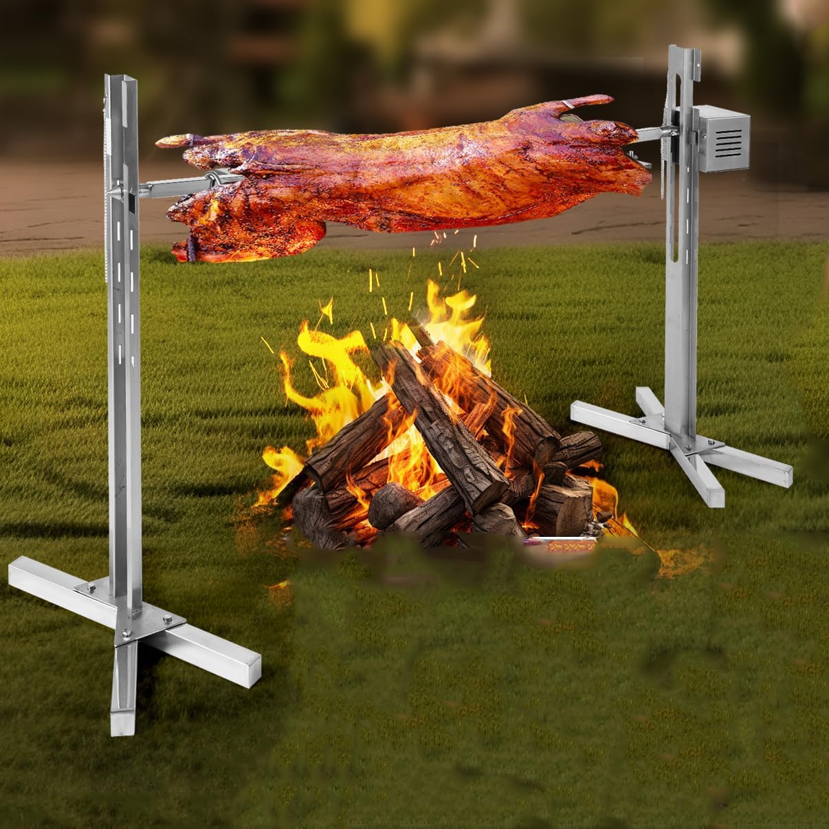 53" Electric Rotisserie Grill with Adjustable Height Stainless Steel J78122